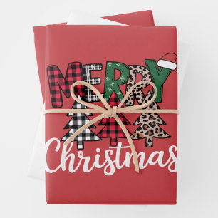Ugly Xmas Merry and Bright Christmas Tree Santa Wrapping Paper Sheet