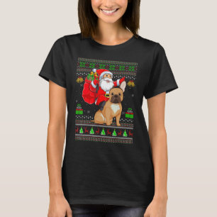Ugly Xmas Santa Riding French Bulldog Christmas T-Shirt
