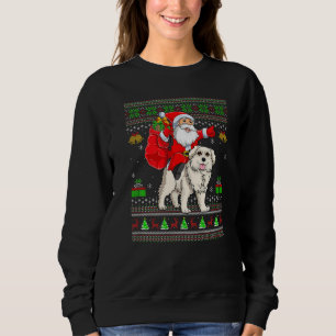 Ugly Xmas Santa Riding Great Pyrenees Dog Christma Sweatshirt