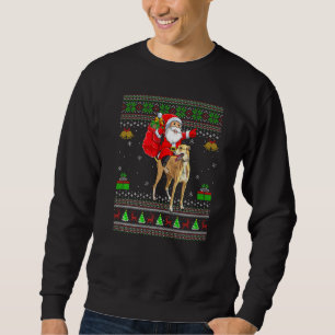 Ugly Xmas Santa Riding Greyhound Dog Christmas Sweatshirt