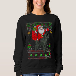 Ugly Xmas Santa Riding Miniature Schnauzer Dog Chr Sweatshirt