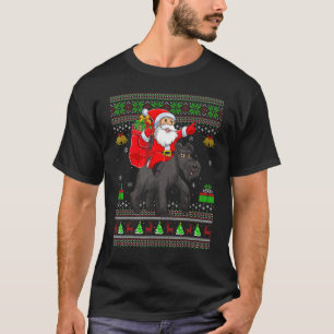 Ugly Xmas Santa Riding Schnauzer Dog Christmas T-Shirt