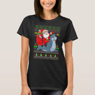 Ugly Xmas Santa Riding Sea Lion Christmas T-Shirt