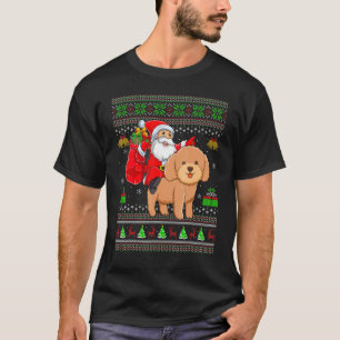 Ugly Xmas Santa Riding Toy Poodle Dog Christmas T-Shirt