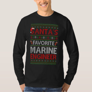 Ugly Xmas Santa's Favourite Marine Engineer Christ T-Shirt