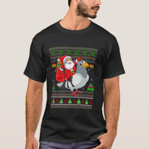 Ugly Xmas Sweater Funny Santa Riding Pigeon Bird C