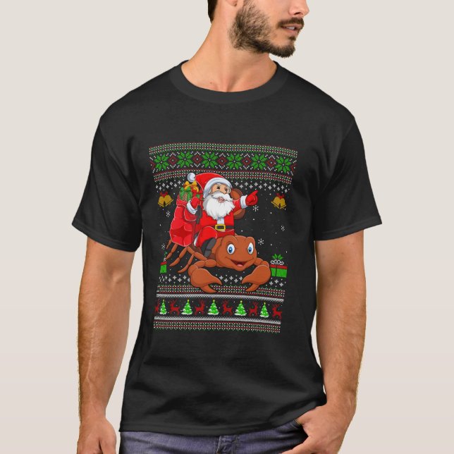 Ugly Xmas Sweater Funny Santa Riding Scorpion Chri (Front)
