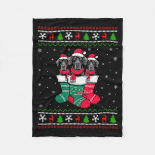 Ugly Xmas Sweater Great Dane Dog In Christmas Sock Fleece Blanket