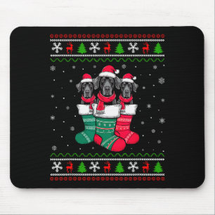 Ugly Xmas Sweater Great Dane Dog In Christmas Sock Mouse Pad