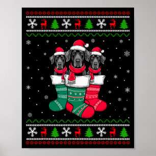 Ugly Xmas Sweater Great Dane Dog In Christmas Sock Poster