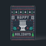 Ugly Xmas Sweater Happy Holidays Dreidels Invitation<br><div class="desc">A clever twist on the Ugly Christmas Sweater:  traditional red,  green,  white colours,  a menorah and blue-green Dreidels. Contact designer for special requests. © Copyright 2021 P.D.,  Holiday Patterns And Paintings.  All rights reserved.</div>