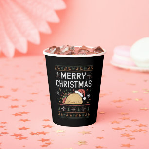 Ugly Xmas Sweater Lights Santa Taco Christmas Paper Cups