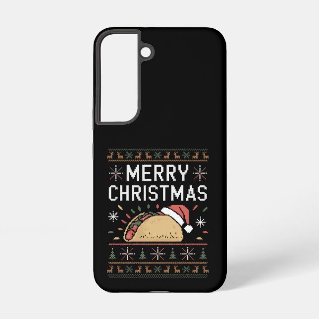 Ugly Xmas Sweater Lights Santa Taco Christmas Samsung Galaxy S22 Case (Back)
