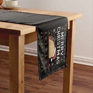 Ugly Xmas Sweater Lights Santa Taco Christmas Short Table Runner