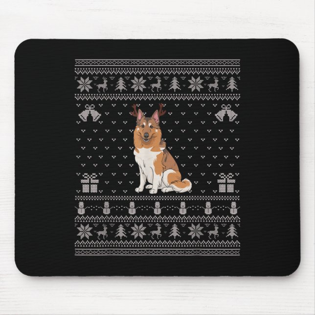 Ugly Xmas Sweater Norwegian Elkhound Dog Reindeer  Mouse Pad (Front)