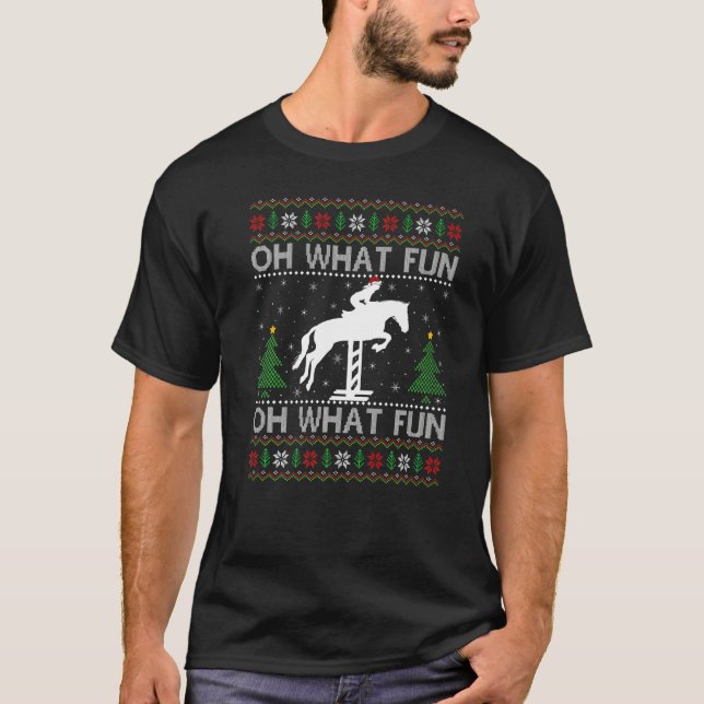 Ugly Xmas Sweater Oh What Fun It Is To Ride Horse  (Front)