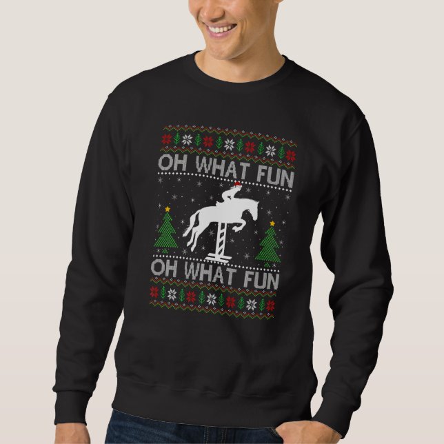 Ugly Xmas Sweater Oh What Fun It Is To Ride Horse  (Front)