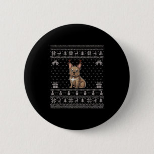 Ugly Xmas Sweater Style Frenchie Dog Reindeer Chri 6 Cm Round Badge