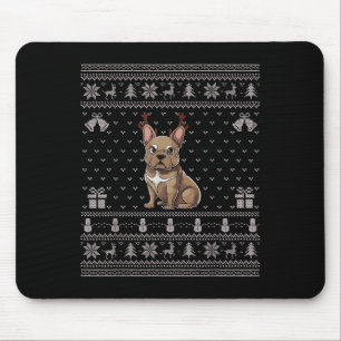 Ugly Xmas Sweater Style Frenchie Dog Reindeer Chri Mouse Pad