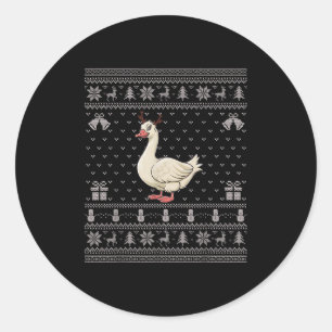 Ugly Xmas Sweater Style Goose Reindeer Christmas  Classic Round Sticker