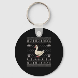 Ugly Xmas Sweater Style Goose Reindeer Christmas  Key Ring