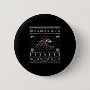Ugly Xmas Sweater Style Komodo Dragon Reindeer Chr 6 Cm Round Badge