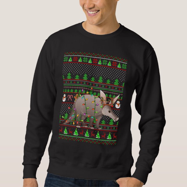 Ugly Xmas Sweater Style Lighting Aardvark Christma (Front)