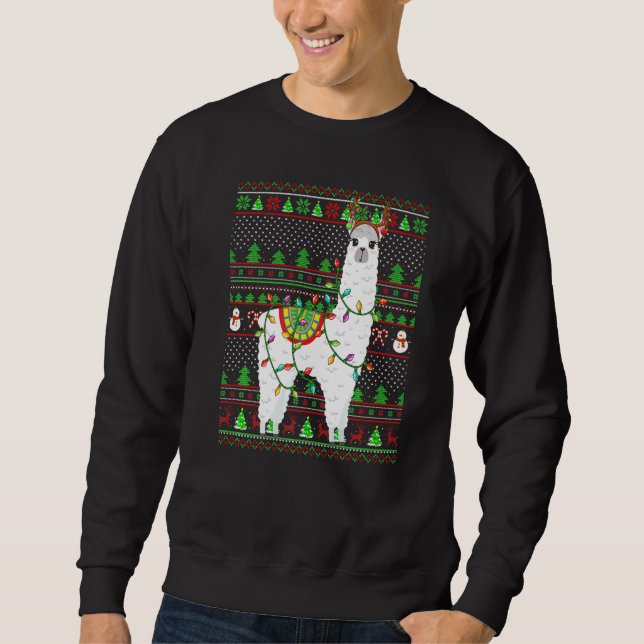 Ugly Xmas Sweater Style Lighting Alpaca Christmas  (Front)