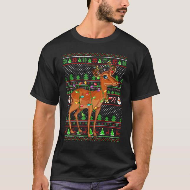 Ugly Xmas Sweater Style Lighting Antelope Christma (Front)