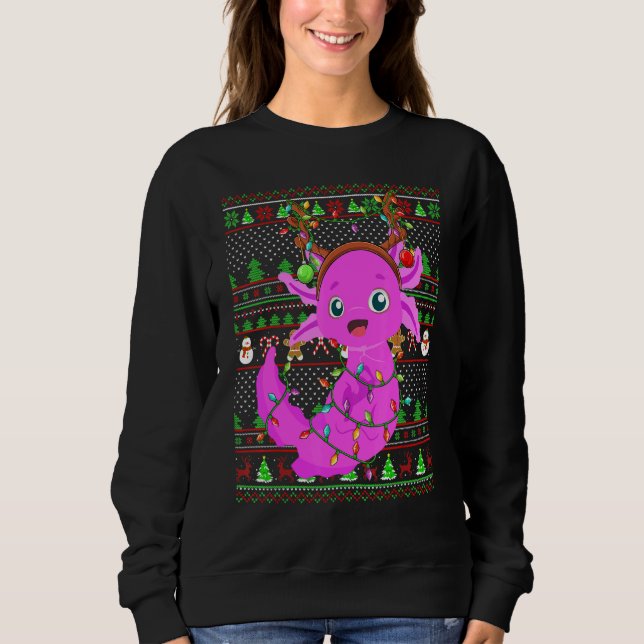 Ugly Xmas Sweater Style Lighting Axolotl Christmas (Front)