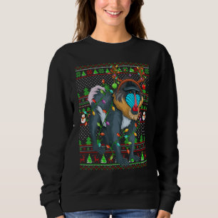 Ugly Xmas Sweater Style Lighting Baboon Christmas