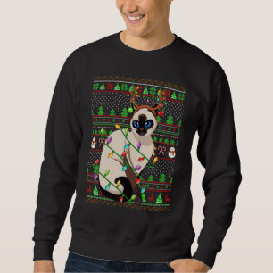 Ugly Xmas Sweater Style Lighting Balinese Cat Chri