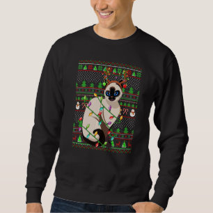 Ugly Xmas Sweater Style Lighting Balinese Cat Chri