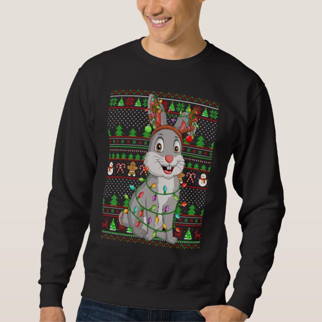 Ugly Xmas Sweater Style Lighting Bunny Christmas (Front)