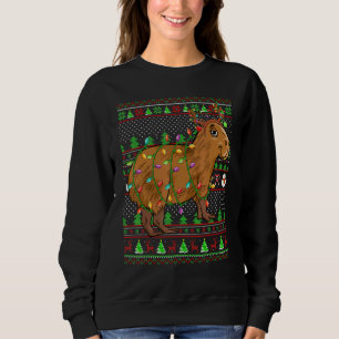 Ugly Xmas Sweater Style Lighting Capybara Christma