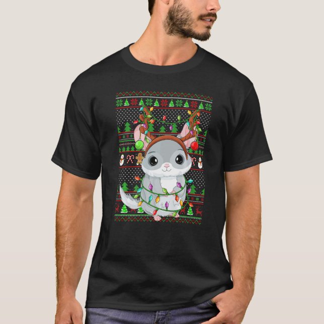 Ugly Xmas Sweater Style Lighting Chinchilla Christ (Front)