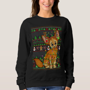 Ugly Xmas Sweater Style Lighting Fennec Fox Christ