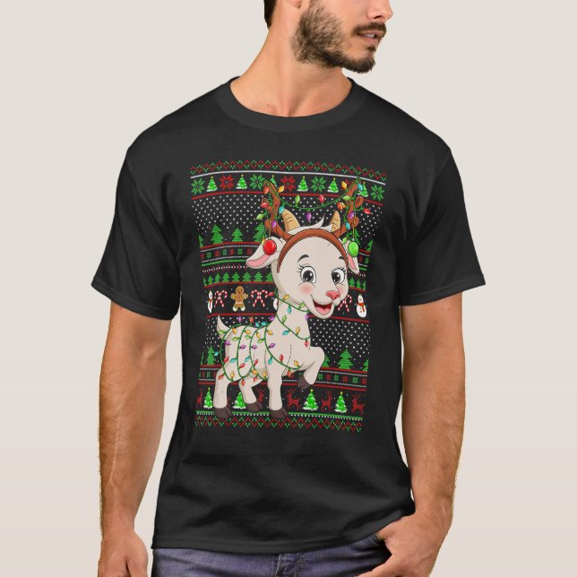 Ugly Xmas Sweater Style Lighting Goat Christmas (Front)