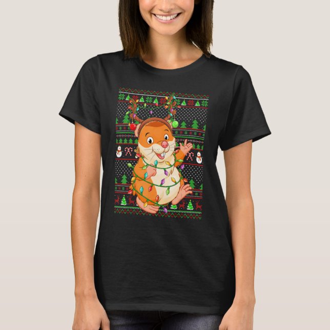 Ugly Xmas Sweater Style Lighting Hamster Christmas (Front)