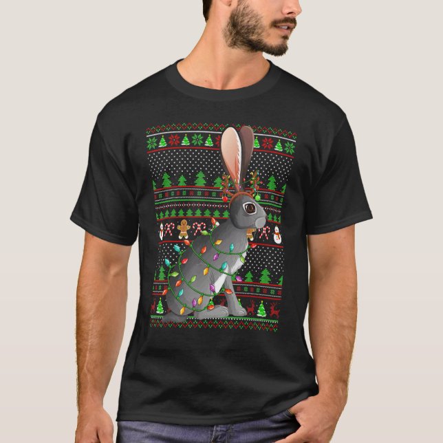 Ugly Xmas Sweater Style Lighting Hare Christmas (Front)