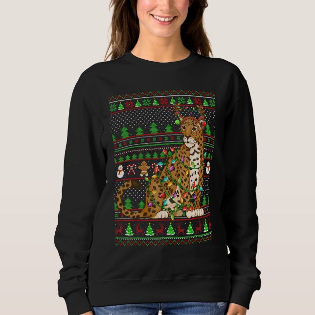 Ugly Xmas Sweater Style Lighting Jaguar Christmas (Front)