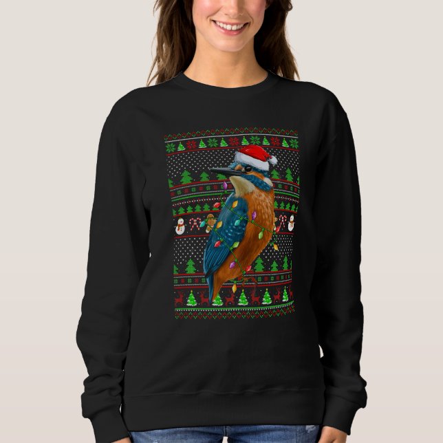 Ugly Xmas Sweater Style Lighting Kingfisher Bird C (Front)