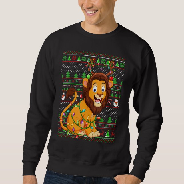 Ugly Xmas Sweater Style Lighting Lion Christmas (Front)