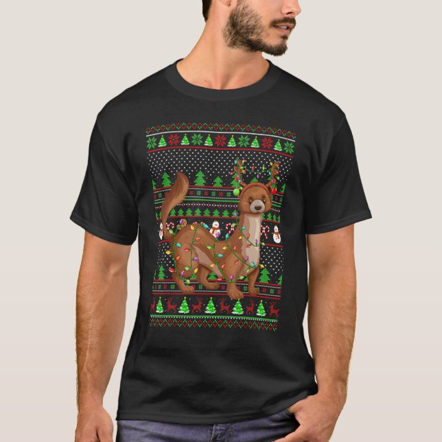Ugly Xmas Sweater Style Lighting Mongoose Christma (Front)