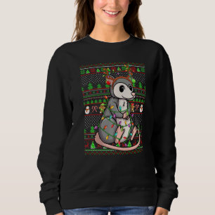 Ugly Xmas Sweater Style Lighting Opossum Christmas