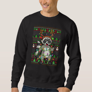 Ugly Xmas Sweater Style Lighting Raccoon Christmas