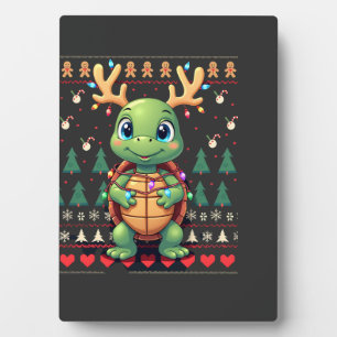 Ugly Xmas Sweater Style Lighting Turtle Christmas Plaque