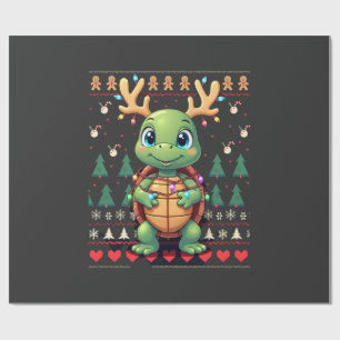 Ugly Xmas Sweater Style Lighting Turtle Christmas Wrapping Paper