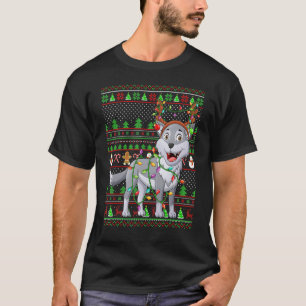 Ugly Xmas Sweater Style Lighting Wolf Christmas
