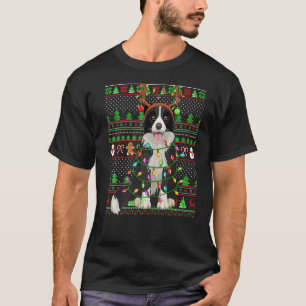 Ugly Xmas Sweater Style Lights Border Collie Dog C